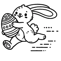 Coloriage Lapin de Pâques courant avec un oeuf dans les bras | Toupty.com