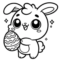 Coloriage Lapin de Pâques style chibi| Toupty.com