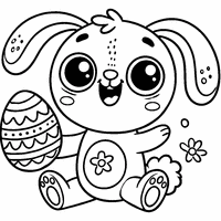 Coloriage Lapin de Pâques style cartoon | Toupty.com