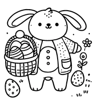 Coloriage Lapin de Pâques Tenant Un Panier Rempli d’Œufs | Toupty.com