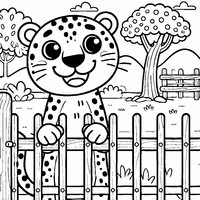 Coloriage Léopard au zoo | Toupty.com