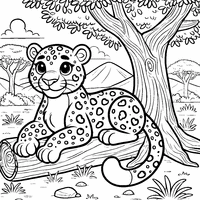 Coloriage Léopard adulte dans la savane | Toupty.com