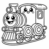 Coloriage Locomotive souriante rigolote pour enfant | Toupty.com