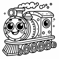 Coloriage Locomotive style cartoon | Toupty.com