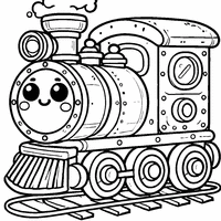 Coloriage Locomotive style dessin animé | Toupty.com