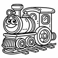 Coloriage Locomotive rigolote cartoon | Toupty.com