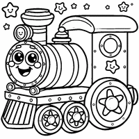 Coloriage Locomotive avec étoiles | Toupty.com