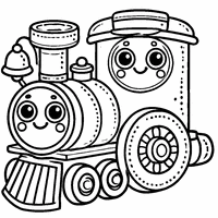 Coloriage Locomotive dessin enfant | Toupty.com