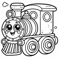 Coloriage Locomotive rigolote qui sourit | Toupty.com