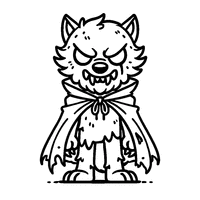 Coloriage Loup-garou avec une cape déchirée et des dents pointues | Toupty.com