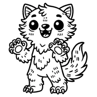 Coloriage Petit loup-garou avec des griffes visibles et un sourire inquiétant | Toupty.com