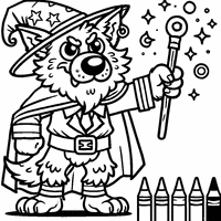 Coloriage Loup-garou en costume de sorcier | Toupty.com