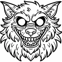 Coloriage Loup-garou avec des yeux luisants et un sourire menaçant | Toupty.com