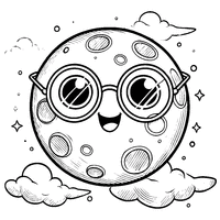 Coloriage Pleine lune avec lunettes | Toupty.com