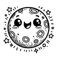 Coloriage Pleine lune souriante | Toupty.com