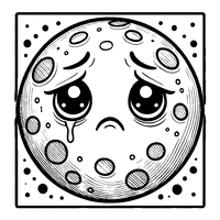 Coloriage Pleine lune triste | Toupty.com