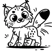 Coloriage Petit lynx debout souriant et heureux | Toupty.com