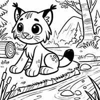 Coloriage Lynx à la Rivière | Toupty.com