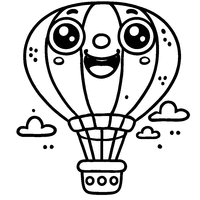 Coloriage Montgolfière avec un gros sourire | Toupty.com