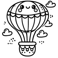 Coloriage Montgolfière dans les nuages | Toupty.com