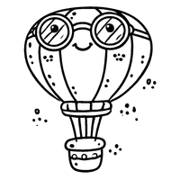 Coloriage Montgolfière avec des lunettes de soleil | Toupty.com