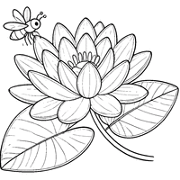 Coloriage Nénuphar Réaliste avec Un insecte posé dessus | Toupty.com