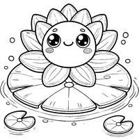 Coloriage Gros Plan de Fleur de Nénuphar en Style Cartoon | Toupty.com