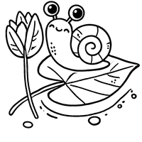 Coloriage Nénuphar Cartoon avec Un Petit Escargot | Toupty.com