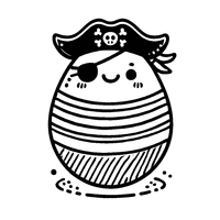 Coloriage Œuf de Pâques avec Un Chapeau de Pirate et Des Rayures | Toupty.com