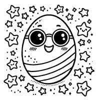 Coloriage Œuf de Pâques avec Des Lunettes Rigolotes et Des Petites Étoiles | Toupty.com