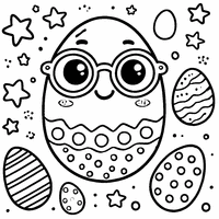 Coloriage Œuf de Pâques avec Des Lunettes et Des Pois Rigolos | Toupty.com