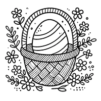 Coloriage Panier en Osier avec Un Gros Œuf et Des Petites Fleurs | Toupty.com