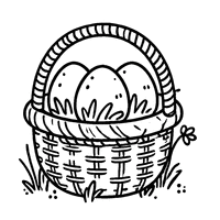 Coloriage Panier en Osier avec Des Herbes et Trois Œufs | Toupty.com