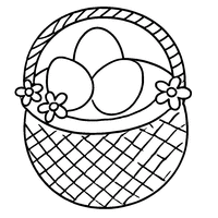 Coloriage Panier en Osier avec Des Fleurs et Des Œufs Colorés | Toupty.com