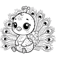 Coloriage Bébé paon | Toupty.com