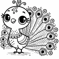 Coloriage Bébé paon | Toupty.com