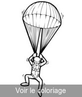 Coloriage parachutiste descendant avec un parachute ouvert | Toupty.com