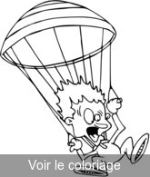 Coloriage garçon effrayé sautant en parachute | Toupty.com