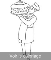 Coloriage Patissier avec gateau sur un plateau | Toupty.com