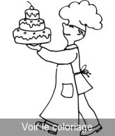 Coloriage Patissier présentant son gateau | Toupty.com