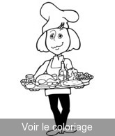 Coloriage Patissière qui rapporte plat et dessert | Toupty.com