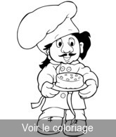 Coloriage Patissier moustachu et son gateau | Toupty.com