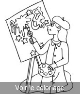 Coloriage Fille qui peint une toile | Toupty.com