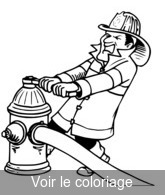 Coloriage pompier et bouche d'incendie| Toupty.com