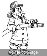 Coloriage pompier manupule lance incendie| Toupty.com