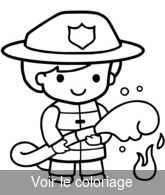 Coloriage petit garçon pompier| Toupty.com