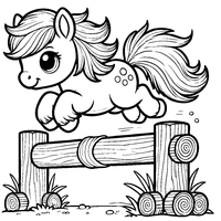 Coloriage Poney saute obstacle | Toupty.com