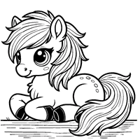 Coloriage Poney couché | Toupty.com