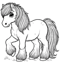 Coloriage Poney avec longue crinière | Toupty.com