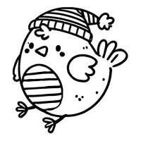 Coloriage Poule de Pâques avec Un Chapeau et Des Rayures sur Le Corps | Toupty.com